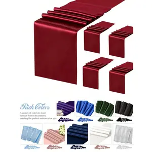 5pcs Satin Table Runner, 12 X 108 Inch, Wedding Decorative Tablecloth, Suitable For Wedding, Party, Birthday, Valentine's Day Table Decor, Can Be Tied Into Bows For Chair Covers