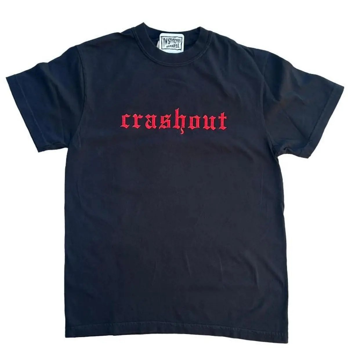 Men's Graphic T-Shirt with Crashout Embroidery - Casual Streetwear Short Sleeve Crewneck Navy Blue Men's Graphic Tees, Casual T-Shirts, Top, Oversize, Casual Style Tee, Round Neck