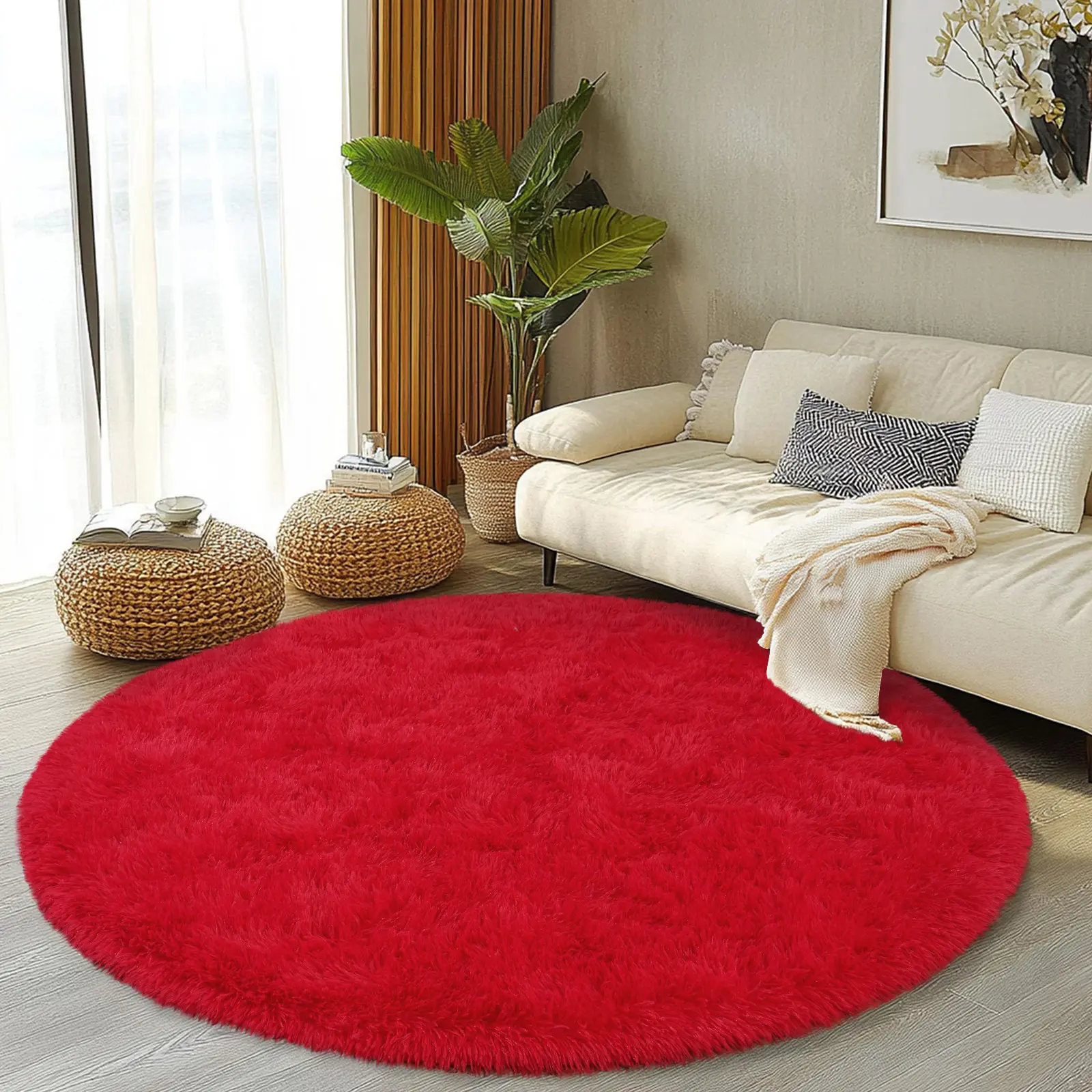 【Home Decon】【Back to School】MUGORN Round Fluffy Rug - Super Soft Circle Rug for Kids Room - Shaggy Circular Rug for Nursery Fuzzy Plush Rug for Teen's - Furry Carpet for Boys Girls Room,summerwins