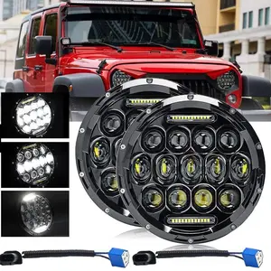 7 Inch Round LED Headlight for Jeep Wrangler JK JKU TJ CJ DOT Approved Auto Car Accessories with  Halo Angle Eyes IP67 Waterproof
