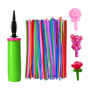 100pcs Thickened Magic Long Latex Party Balloons, Hand Pump Included, Random Colors, Perfect for Birthday Parties, Weddings, Graduations