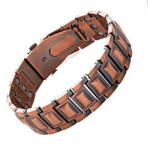 Men's copper bracelet, unique folding buckle bracelet, with a size adjustment tool, elegant minimalist bracelet, adjustable cuff. Leather Strap Jewellery
