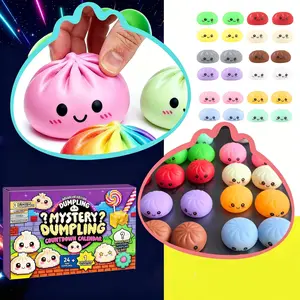 24PCS Mystery Dumpling Squishy Blind Box Advent Calendar, Cute Kawaii Slow Rise Fidget Toys, Stress Relief Sensory Squeeze Toy Set for Teens Adults, Surprise Countdown Gift Box, Viral TikTok Desk Decor Toy