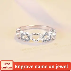 S925 Sterling Silver Little Heart-Shaped Ring  Synthetic Moissanite Ring fashion jewelry accessory woman girl promise ring-236