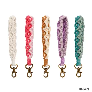 Macrame Two-Tone Braided Wristlet Keychain