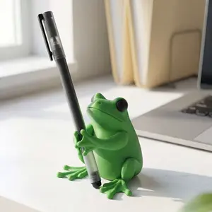 Cute Frog Pen Holder, 3D Design Office Decor, Fun Stationery Organizer, Pen Organizer for Desk, Ideal for Gamers, Writers, Frog Lovers