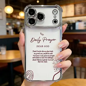 Dear God Daily Prayer Phone Case for iPhone 17 Pro Max 16 15 Plus 14 13 12 11 Air Christian Quote Electroplated Edge Shockproof Four-Corner Drop Protection Soft Silicone Cover Gift Idea DDSJ260404004 cute