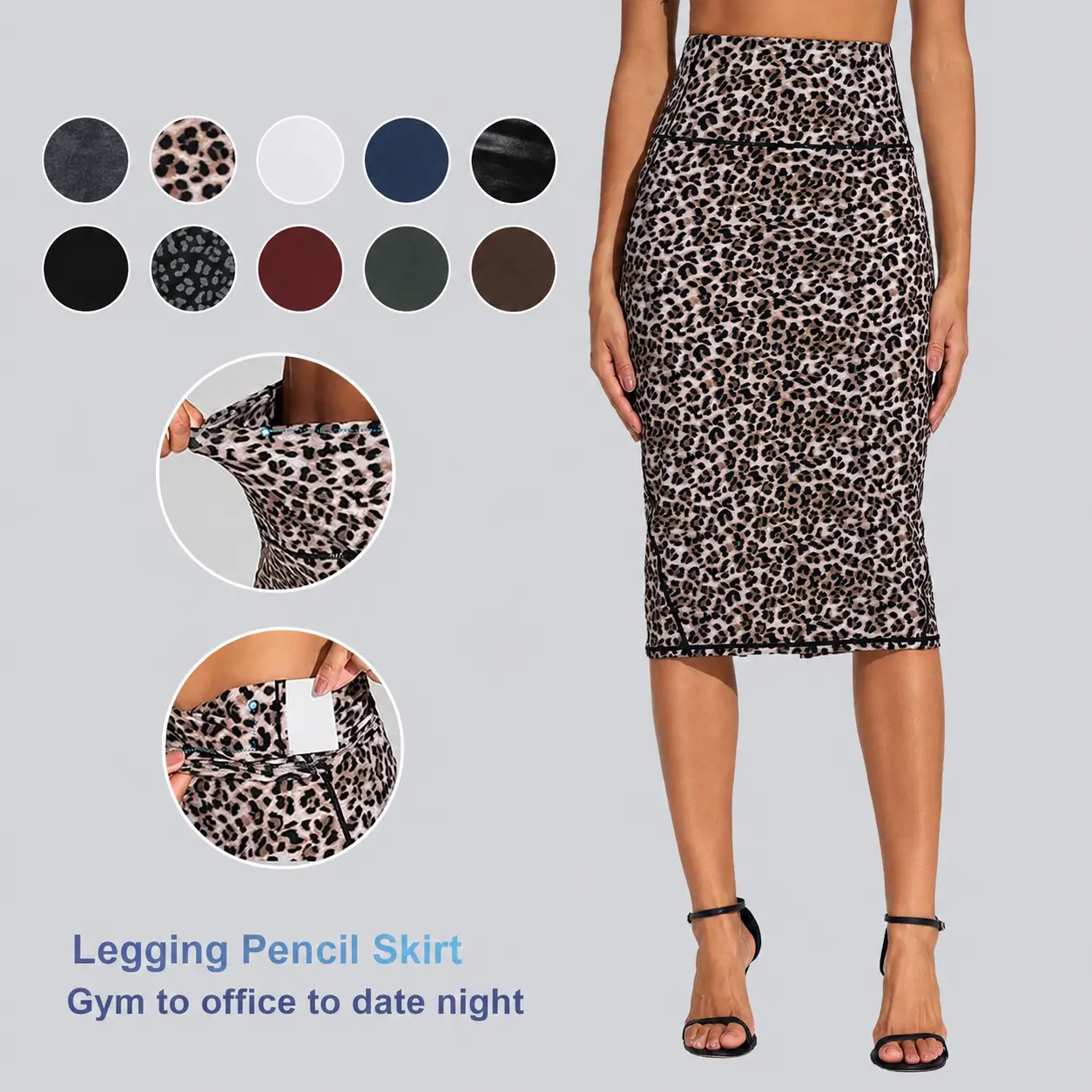 THE GYM PEOPLE Women's High Waist Tummy Control Pencil Skirts Stretchy Bodycon Midi Skirt Below Knee with Back Slit Work Pants #TikTokShopBacktoSchool