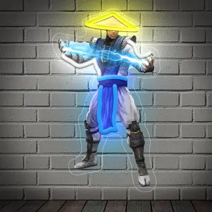 1 PC Wall-Mounted Thunder Warrior Acrylic Carved Neon Light | Home Lighting, Atmosphere Lighting, USB Powered Dimmable, Perfect for Gaming Rooms, Parties, Home Bars, Bithday Gifts, Valentine's Day, Halloween, Christmas, Outdoor Themed Restaurants, etc.