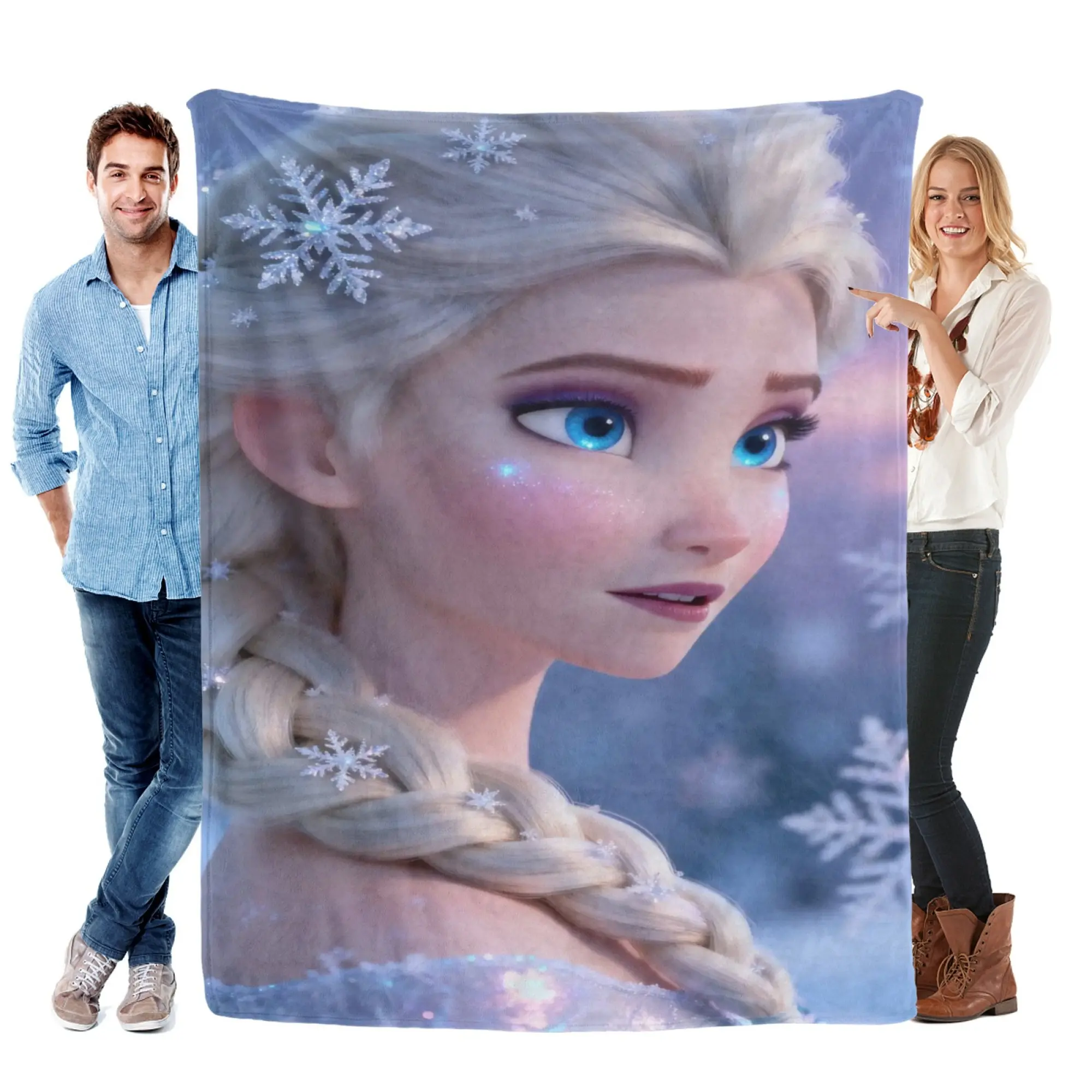 [SummerVibes] DISNEY CLASSIC Frozen Elsa Soft Flannel Blanket, Vibrant 2D Print Snow Queen Throw for Bed, Couch & Home