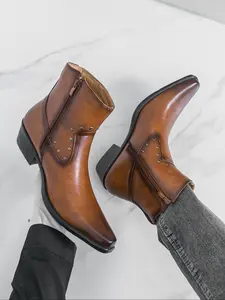 Men's High-Top Pointed Toe Fashion Boots with Studs, Trendy Casual Shoes, Stylish Male Footwear for All Seasons