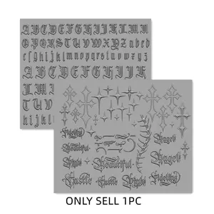 Gothic Letter Silicone Mold, High Transparency Gothic Cross Embossing Template, DIY Nail Art Decor Tool, Self-Made Nail Accessories, Manicure, Nail Art Tools