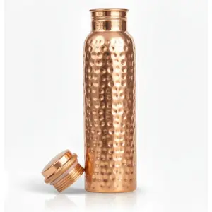 27oz Pure Copper Water Bottle for Drinking – Leak Proof Lid – 800 mL Ayurvedic Hammered Copper Water Bottle