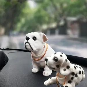 Cute Shaking Head Bobblehead Dog Car Ornament, Adorable Spotted Puppy Dashboard Figurine for Car, Desk & Home Decor, Ideal Stress Relief Gift for Pet Lovers