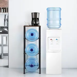 5 Gallon Water Jug Holder, 3 Tier Water Bottle Holder with Storage Shelf, Heavy Duty Water Dispenser Rack Stand Shelf Organizer for Kitchen
