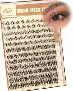 Spider Breeze Lash Clusters, Wispy Natural Eyelash Clusters D Curly Lashes Cluster Venus 8-16mm Cluster Eyelash Extensions Reusable Individual Lashes with Invisible Band for DIY at Home Vanssymunlin