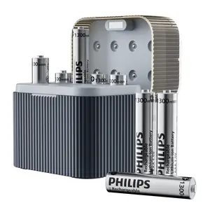 PHILIPS Rechargeable Lithium AAA Batteries with Fast Charger 8 Pack 1.5V 1300mWh High Capacity Triple A Battery Constant Output Li-ion Cycle Times up to 1200X