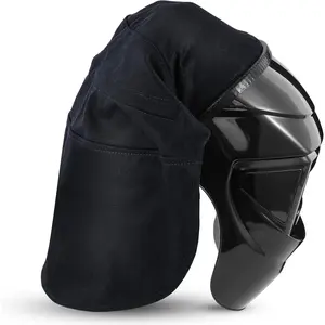 Welding Helmet Cover Fr Cotton Welding Helmet Bib Extended Head Neck Cover with Press Fit Seal Full Protection Hood Accessories Head Neck Protector Fits Most Helmets(Black)