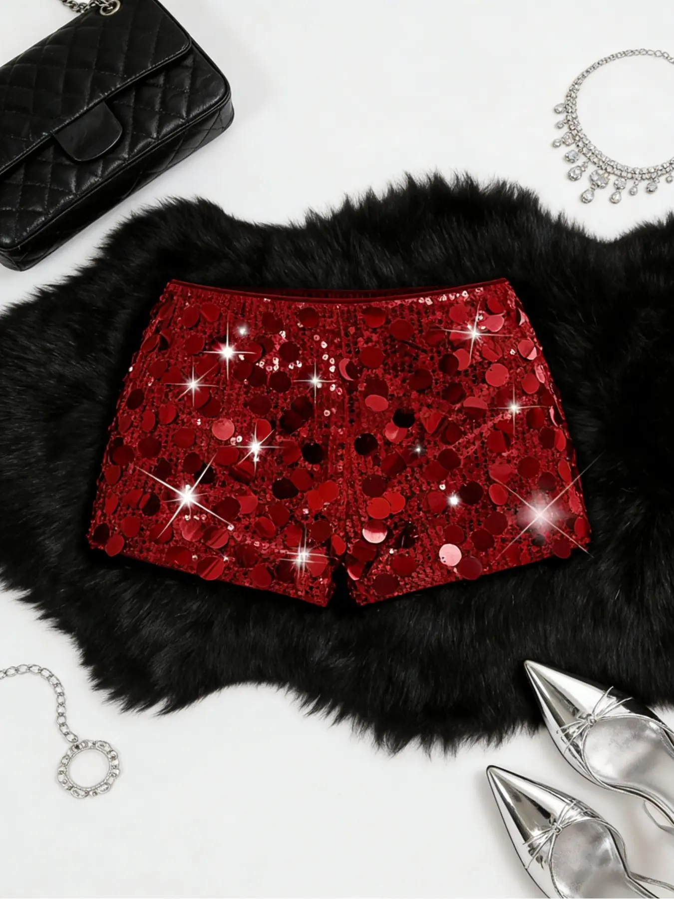 Women's Sequin Elegant Sexy Fashion Festival Bodycon Chic Shorts, Womenswear Cheeky Bottoms, Perfect for Christmas Thanksgiving Party Work Multi-Occasion Wear, Fall & Winter New Arrival