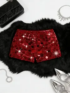 Women's Sequin Elegant Sexy Fashion Shorts, Womenswear Bottoms, Perfect for Christmas Thanksgiving Party Work Multi-Occasion Wear, Fall & Winter New Arrival