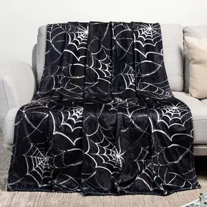 Spider Web Throw Blanket Gothic Black Spooky Blanket for Goth Bedding Haunted Mansion Couch Sofa Bed Chair Use (60 x 80 Inch)