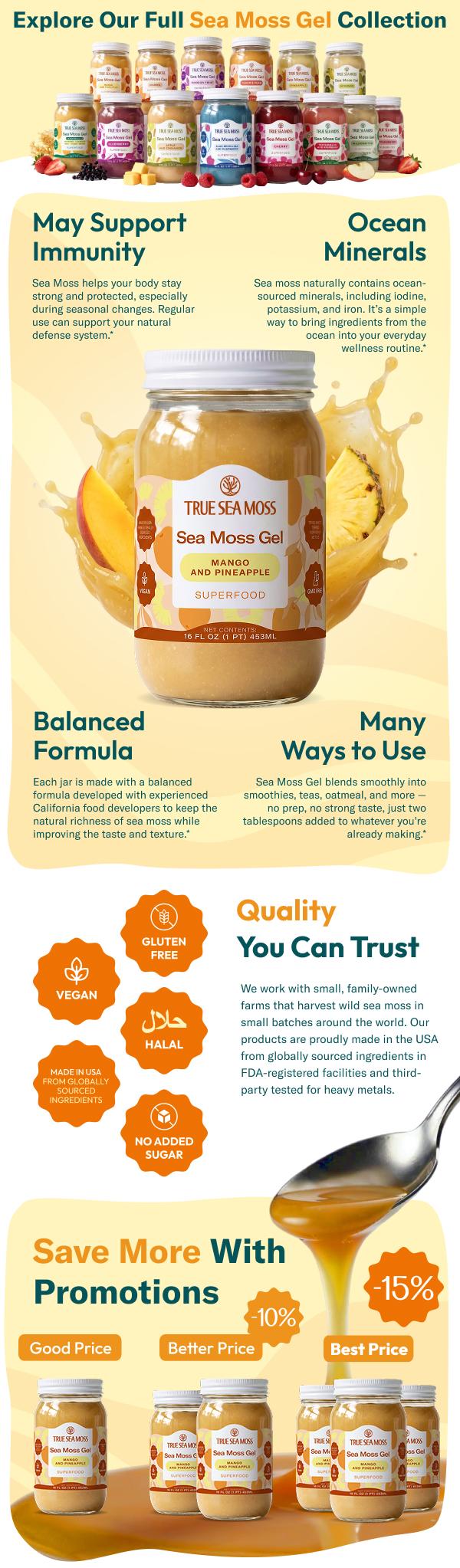 True Sea Moss Gel 2-Jar Bundle: Elderberry & Blue Spirulina-Raspberry – Rich in Essential Minerals & Vitamins – supports overall vitality