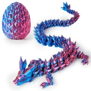 3D Printed Dragon Egg, 3D Printed Articulated Dragon with Dragon Inside, Crystal Dragon Fidget Toy Adults Fidget Toys Mystery Dragon Egg for Autism/ADHD
