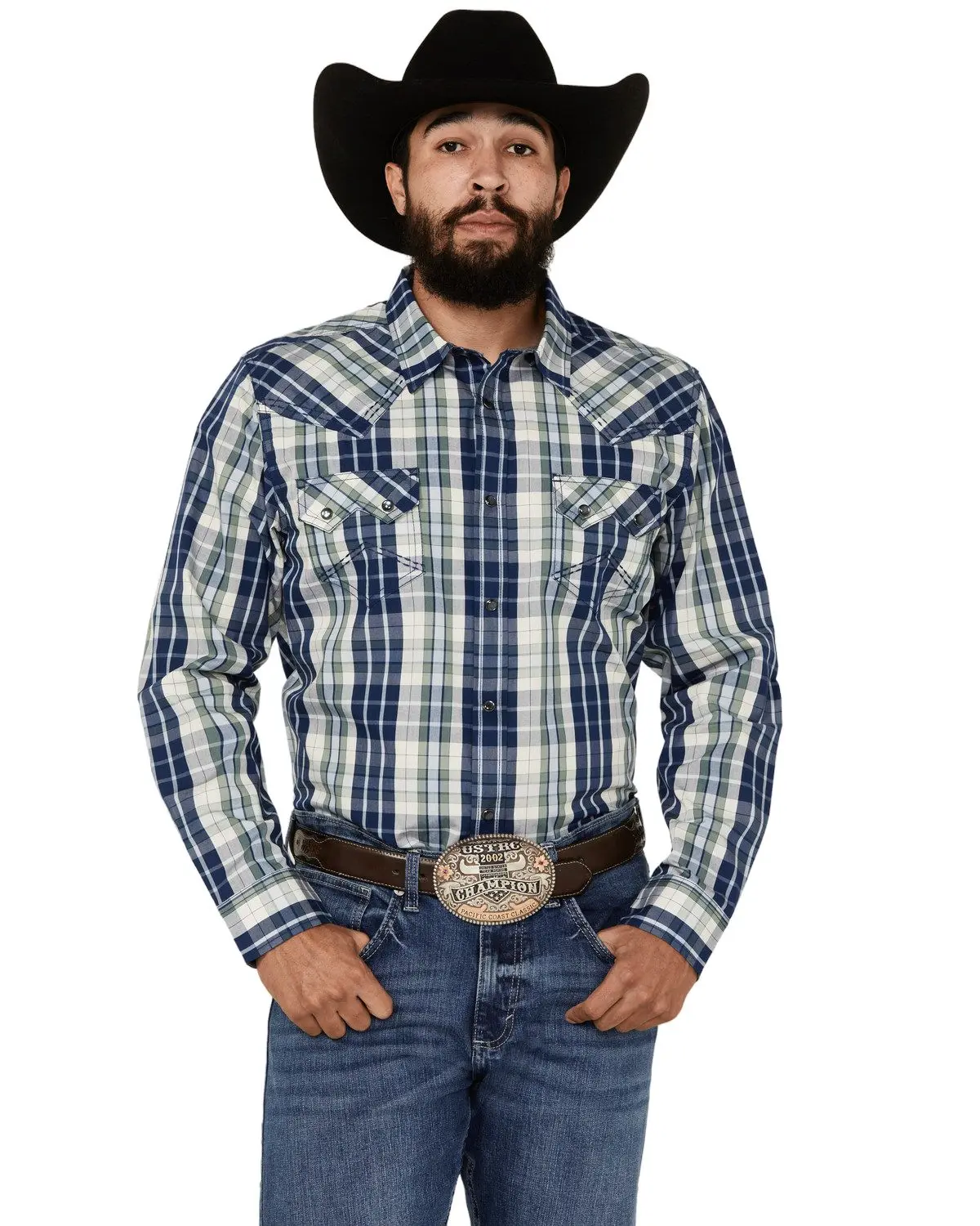 Cody James Men's Cole Plaid Print Long Sleeve Pearl Snap Western Shirt - Cjsp24w76-Crm