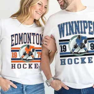 Vintage Hockey Graphic Tee Sports Hockey City Tshirt Retro Sports T-Shirt Casual Hockey Game Top