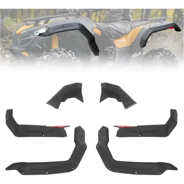 Fender Flares Compatible with 2015-2021 Can Am Outlander 450 500 570 Splash Shield Guards Mud Guard Replacement for 715001909 W/Red Reflectors 6Pcs