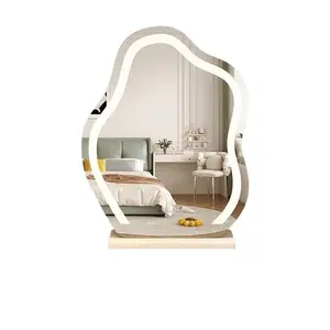Smart light luxury premium french mirror bedroom desktop vanity mirror desktop netflix cloud with light led makeup mirror Decor