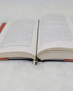 Handmade Celestial Cat Hug String Bookmark with Black White Beads – Cute Animal Charm Book Accessory for Readers and Gift Lovers
