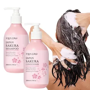 200ml Sakura Moisturizing Shampoo and 200ml Sakura Conditioner Haircare Set, Nourishing, containing Sakura, glycerin, tocopherol, cleanses, nourishes and strengthens hair, leaves a lasting fragrance, suitable for all hair types and genders