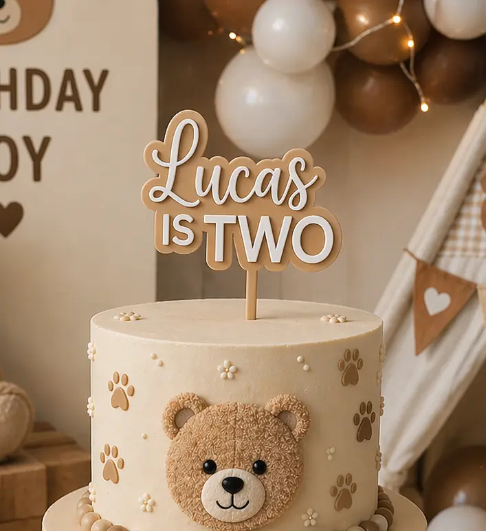 Custom Birthday Cake Topper – Personalized Name & Age Cake Decoration (Blue, Pink, Purple, Green, Tan)