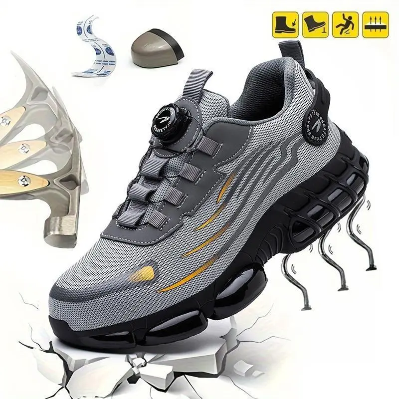 Men's Slip On Work Safety Sneakers, Puncture & Water Resistant Footwear with Steel Toe Protection - Non Slip Soles for Work, Minimalist, Non Slip Shoes For Work