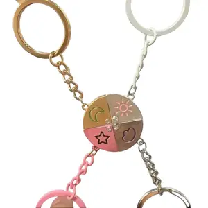 Colorful Magnetic Keychain 4-Piece Set Sun Moon Star Cloud Puzzle Matching Friendship Family Couple Keyring Trendy Gift