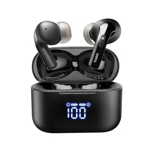 TOZO T20 Wireless Earbuds Bluetooth Headphones 48.5 Hrs Playtime with LED Digital Display Audio Earphones Noise Electronic Headset Charging Chargeable mini headphones in-ear earphone FathersDayGift