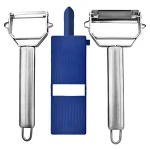 Premium Kitchen Peeler Set, Stainless Steel Blades, Ergonomic Handles, Includes Julienne, Slicer & Grater, Fruit Vegetable Slicer, Dishwasher Safe