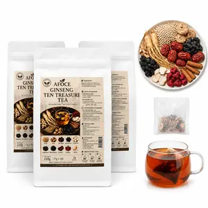 AFOCE 90-Count Ginseng Kidney Herbal Tea Bags, Upgraded 10-Treasure Ginseng Tea Formula with Maca, Goji Berry, Red Date & Mulberry, Men’s Daily Wellness Herbal Tea