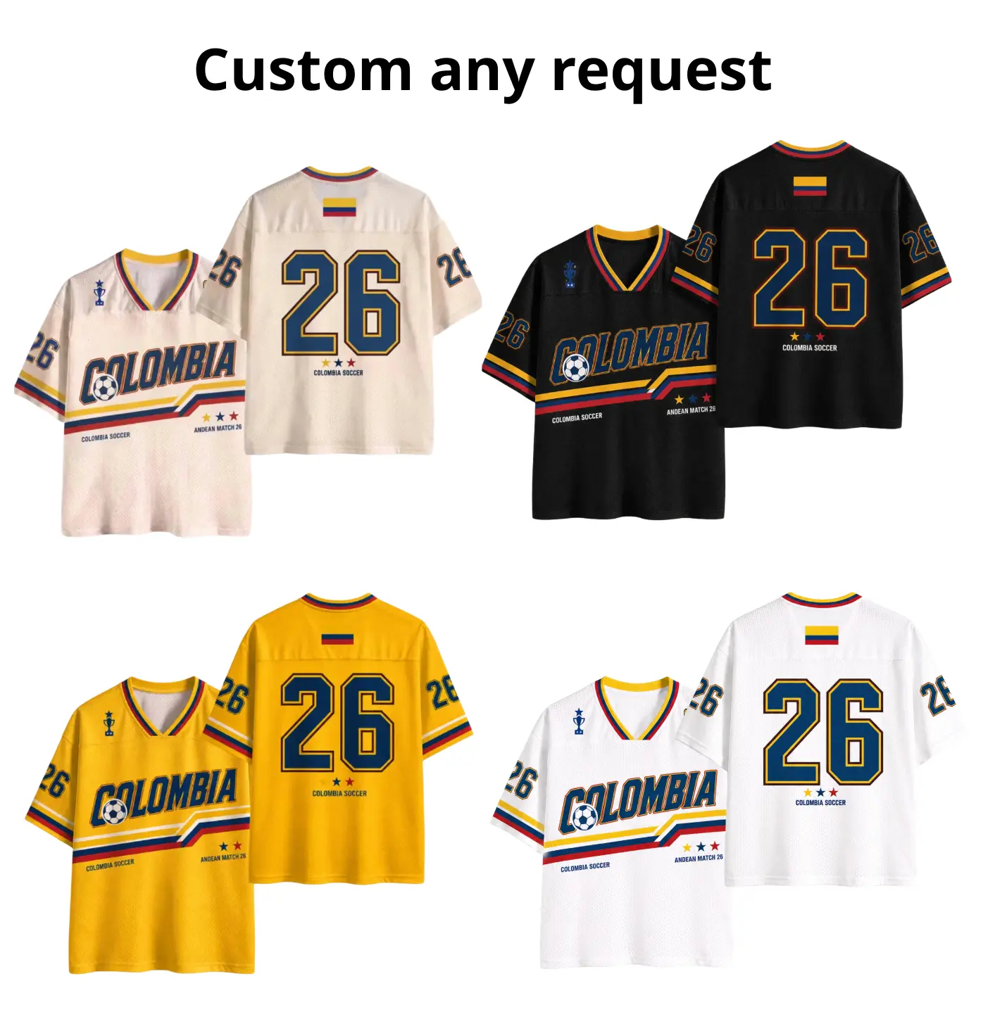 [Custom any Request] Custom Colombia Soccer Jersey Shirt, Retro Football Jersey, Personalized Name & Number Soccer Top, WC 2026 Fan Apparel, Unisex Game Day Gift Jersey