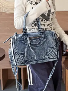 Women's Fashionable Denim Effect Tote Bag, Casual Large Capacity Shoulder Bag for Daily Used, Trendy All-match Bag for Commuters and Students, Trendy Commuting Bag