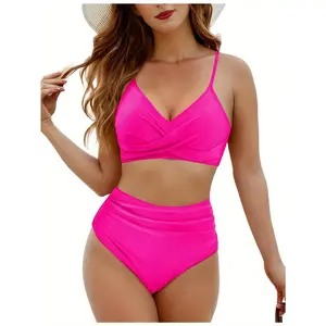 Women's bikini swimsuit, two-piece 2024 new style, high-waist tummy-shaping bottoms and adjustable bikini top