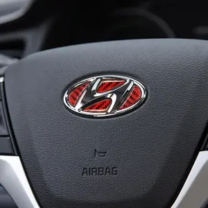 1pcs Carbon Emblem Sticker Fiber Car Steering Wheel Trim Sticker Cover Stickers Auto Decorative Decals Car Decorations For Hyundai i20 i30 Tucson Accent Car Interior Accessories Sticker Car Accessory For Cars