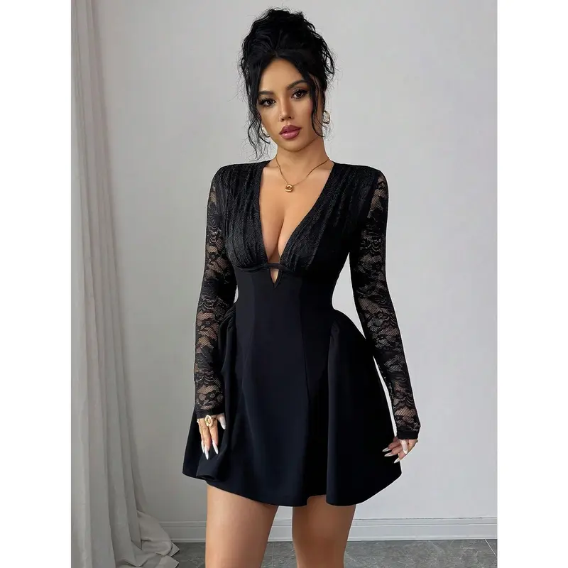 slim fit dress slacks Plunge Halter Neck Satin Black Slip Dress