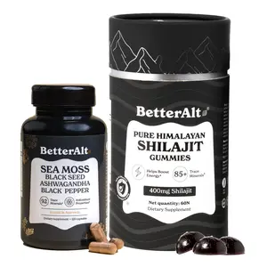 BetterAlt Endless Energy Duo | Himalayan Shilajit Resin Gummies & Sea Moss Capsules | Supports Energy & Stamina | Lab-tested For Purity | 2-Month Pack