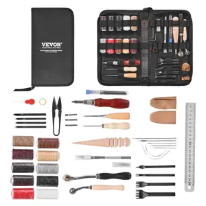 VEVOR Leather Working Tools Kit, 38 PCS Leather Craft Tools with Portable Canvas Storage Bag, Engraving Punching Sewing Stamping Cutting Tools, Ideal for Beginners DIY Enthusiasts and Professionals