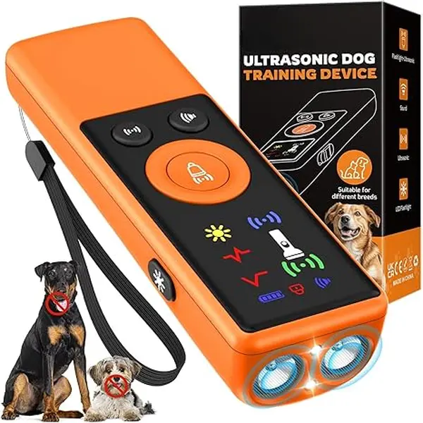 Ultrasonic Dog Bark Deterrent Safe Trainer - Compact Dog Training Tool with LCD Display, Button, 3 Modes, Default Setting, 35ft Range, All Seasons Indoor/Outdoor Reduces Barking Control