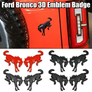 Ford Bronco Mustang 3D Metal Horse Emblem Set, Car Side Decoration Stickers, /light /carbon Fiber Texture, Off-Road Body Upgrade, Truck Car Decal