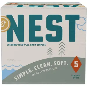 Nest Chlorine-Free Baby Diapers - Fragrance Free, Gentle for Sensitive Skin - Size 5 (44ct)