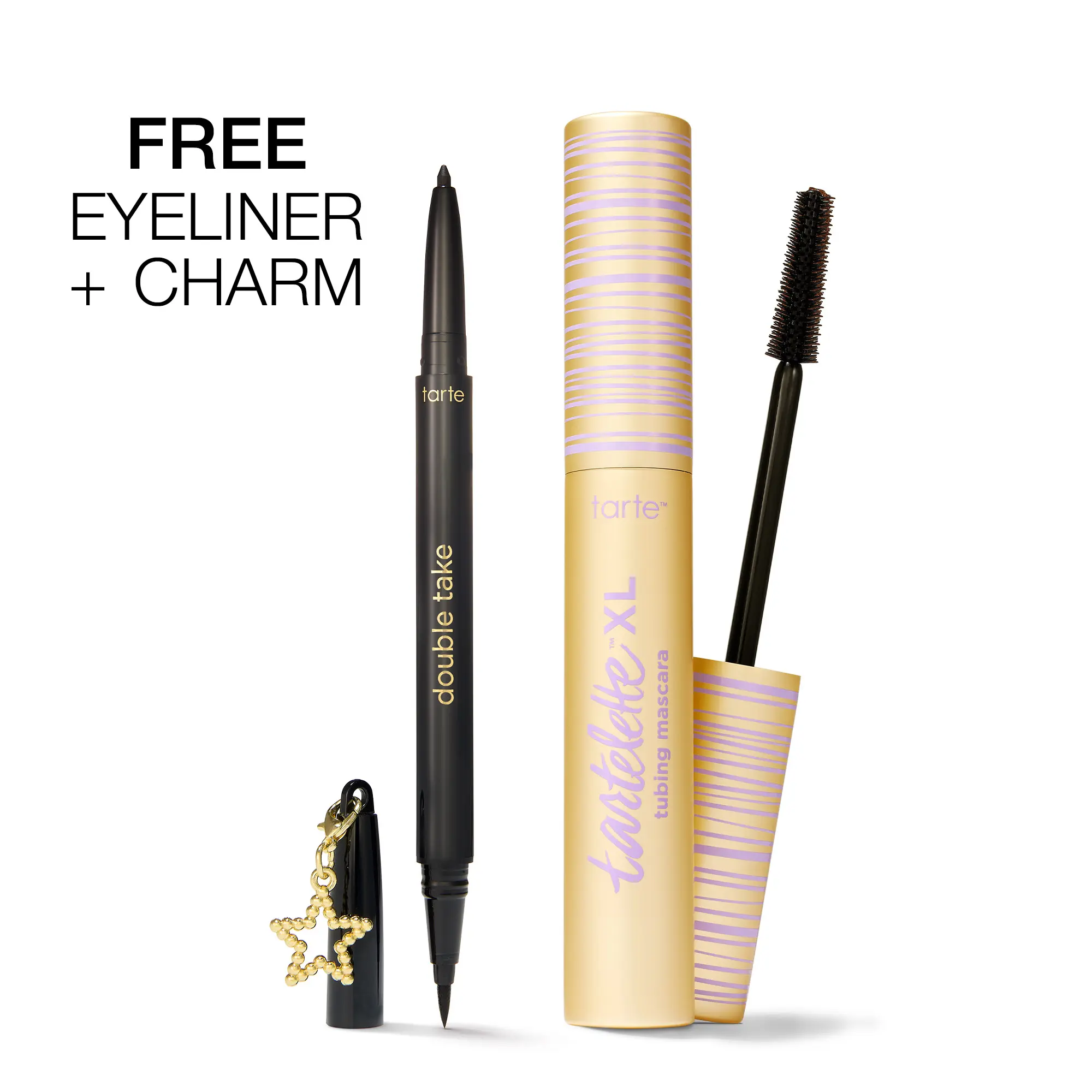 tarte line & define duo - limited-edition double take eyeliner & XL tubing mascara duo + FREE charm